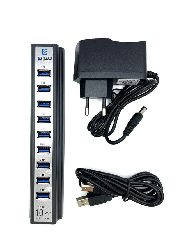 هاب 10 پورت USB2.0 آداپتور دار انزو مدل ENZO USB UH-10A