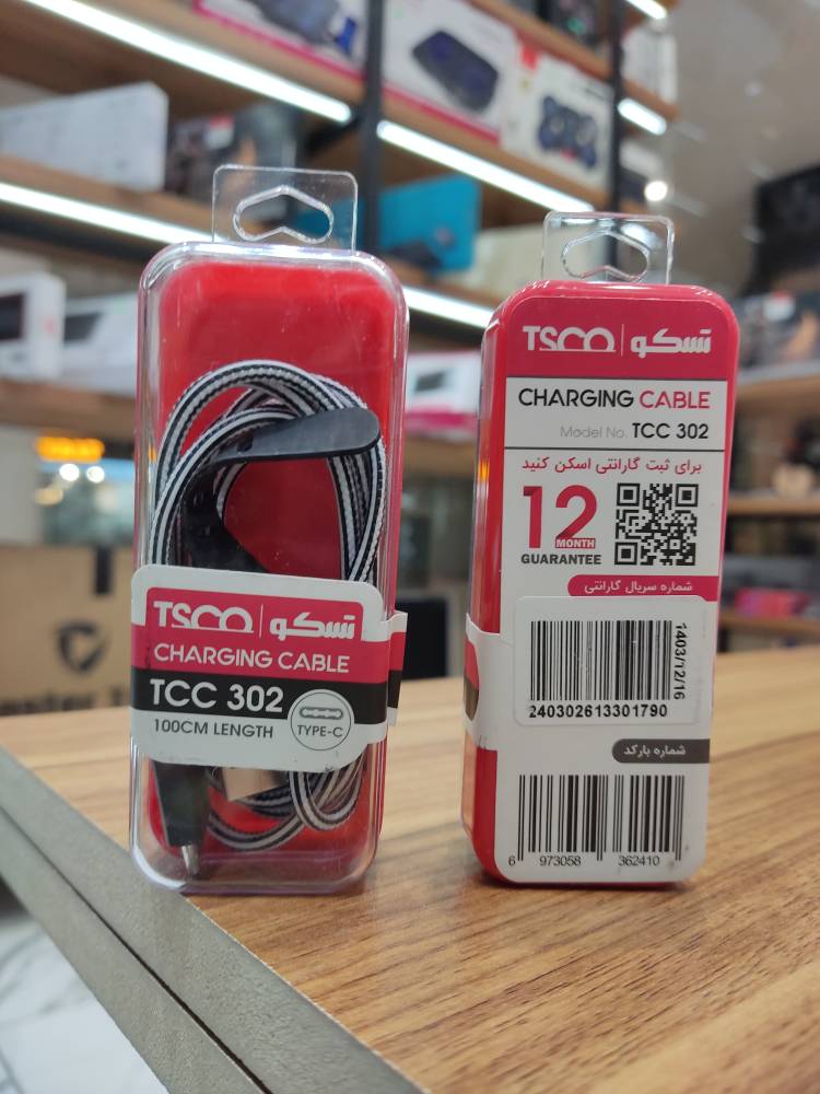 کابل شارژ و دیتا Type-C تسکو مدل TSCO TCC302 طول 1 متر