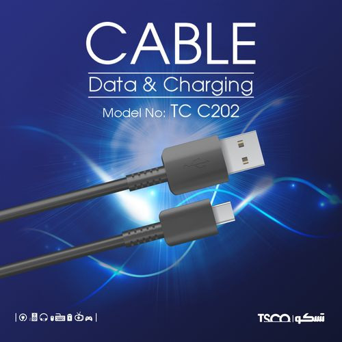 کابل شارژ و دیتا Type-C تسکو مدل TSCO TCC202 طول 1 متر