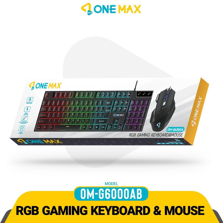 کیبورد و موس گیمینگ سیم دار بک لایت RGB وان مکس (ONE MAX) مدل OM-G6000A