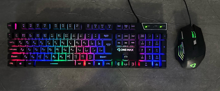 کیبورد و موس گیمینگ سیم دار بک لایت RGB وان مکس (ONE MAX) مدل OM-G6000A