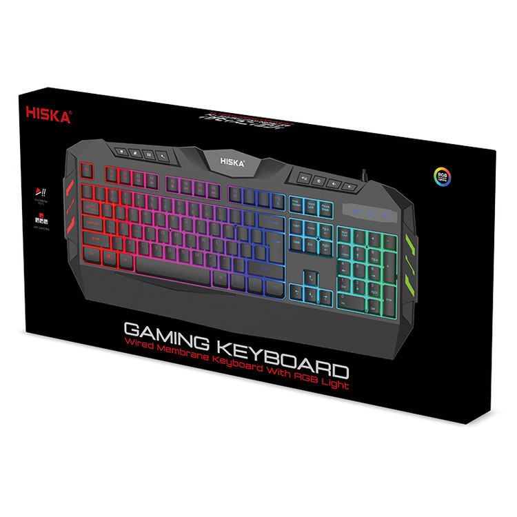 کیبورد گیمینگ هیسکا مدل HX-KEG400 – فولسایز با نورپردازی RGB و سوییچ ممبران کمصدا