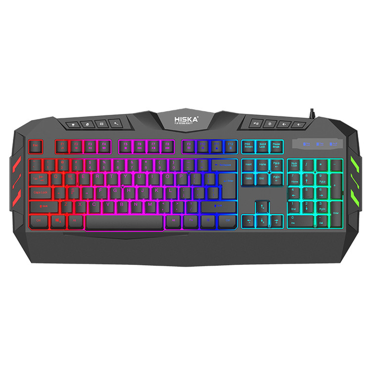 کیبورد گیمینگ هیسکا مدل HX-KEG400 – فولسایز با نورپردازی RGB و سوییچ ممبران کمصدا