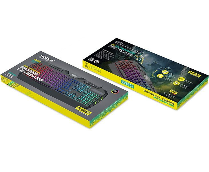 کیبورد گیمینگ هیسکا مدل HX-KEG400 – فولسایز با نورپردازی RGB و سوییچ ممبران کمصدا