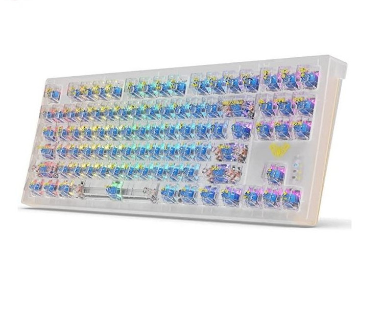کیبورد گیمینگ مکانیکال AULA F2183 | طراحی شفاف کریستالی | سوییچ آبی | سهحالته (بلوتوث/وایرلس/سیم) | باتری ۲۰۰۰mAh