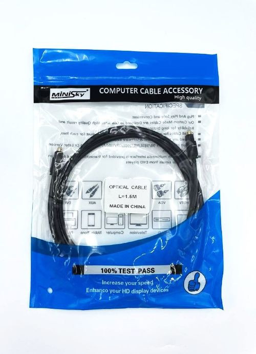 کابل صوتی اپتیکال مینیاسکای (MINISKY) مدل Toslink - طول ۱.5 متر - انتقال صدای دیجیتال بدون نویز