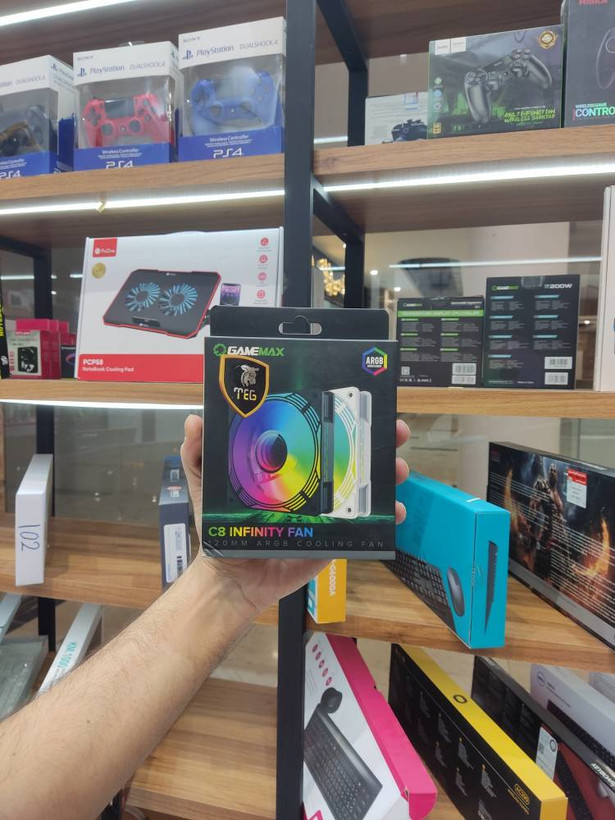 فن کیس گیم مکس GameMax مدل FN12A C8I - سایز ۱۲۰ میلیمتر - رنگ سفید - نورپردازی ARGB - تکنولوژی Hydraulic Bearing - کنترل سرعت PWM