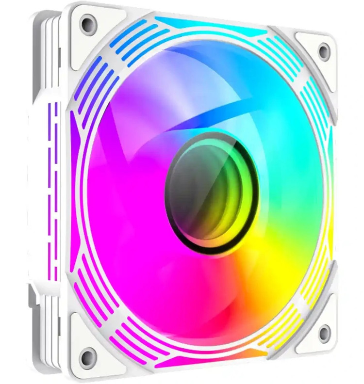 فن کیس گیم مکس GameMax مدل FN12A C8I - سایز ۱۲۰ میلیمتر - رنگ سفید - نورپردازی ARGB - تکنولوژی Hydraulic Bearing - کنترل سرعت PWM
