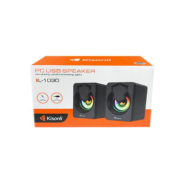 اسپیکر دسکتاپ کیسونلی مدل L-1030 - توان ۵ وات (۲.۵×۲) - نورپردازی LED - جک ۳.۵ میلیمتری - مناسب برای لپتاپ و کامپیوتر