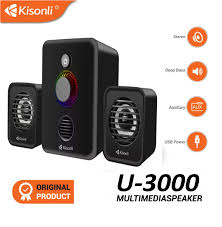اسپیکر دسکتاپ سه تکه کیسونلی مدل U-3000 - دارای ساب‌ووفر - توان بالا - جک 3.5 میلی‌متری و USB - مناسب برای گیم و موسیقی