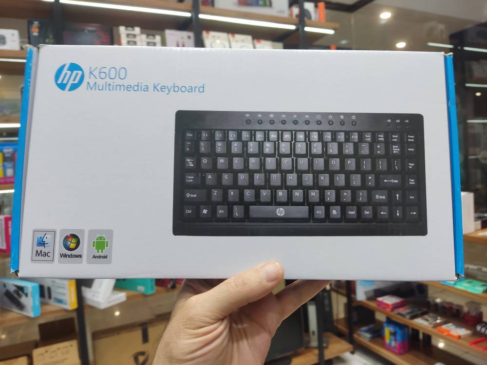 کیبورد سیمی اچ‌پی مدل K600 MINI - بدنه ترکیبی فلز و پلاستیک - طراحی مینی و جمع‌وجور - 5 میلیون ضربه - اقتصادی و باکیفیت