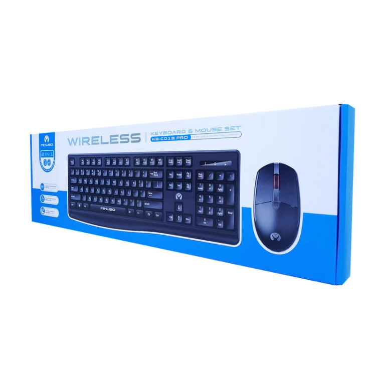 ست کیبورد و ماوس بیسیم میکاسو مدل C013 Pro - Full Size - برد ۱۰ متر - ۵ میلیون ضربه - مناسب اداری و خانگی