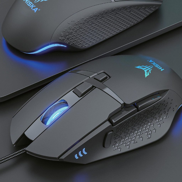 ماوس گیمینگ سیمی هیسکا مدل HX-MOG335 RGB با دقت 10000 DPI و 8 کلید