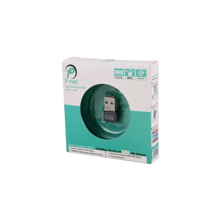 دانگل وای فای P-net CE-500 سرعت 300Mbps | آداپتور USB Wireless-N
