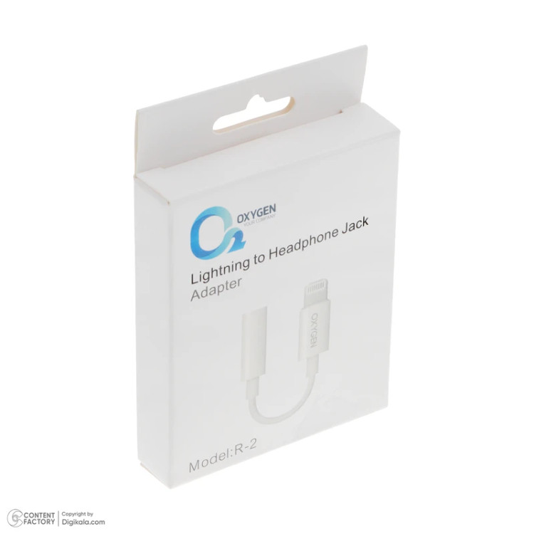 تبدیل Lightning به AUX 3.5 میلیمتری OXYGEN مدل R-2 ( مبدل آیفون به هدفون )