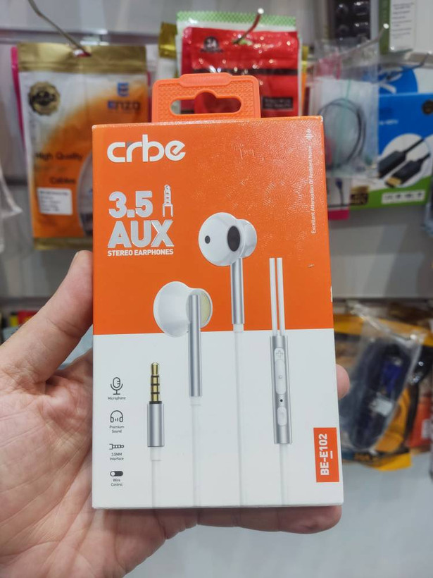 هندزفری سیمی CRBE مدل BE-E102 با جک 3.5 میلیمتری میکروفوندار