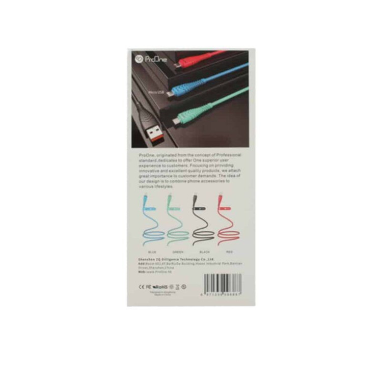 کابل فست شارژ و دیتا USB به MicroUSB پرووان مدل ProOne PCC170 2.1A طول ۱ متر