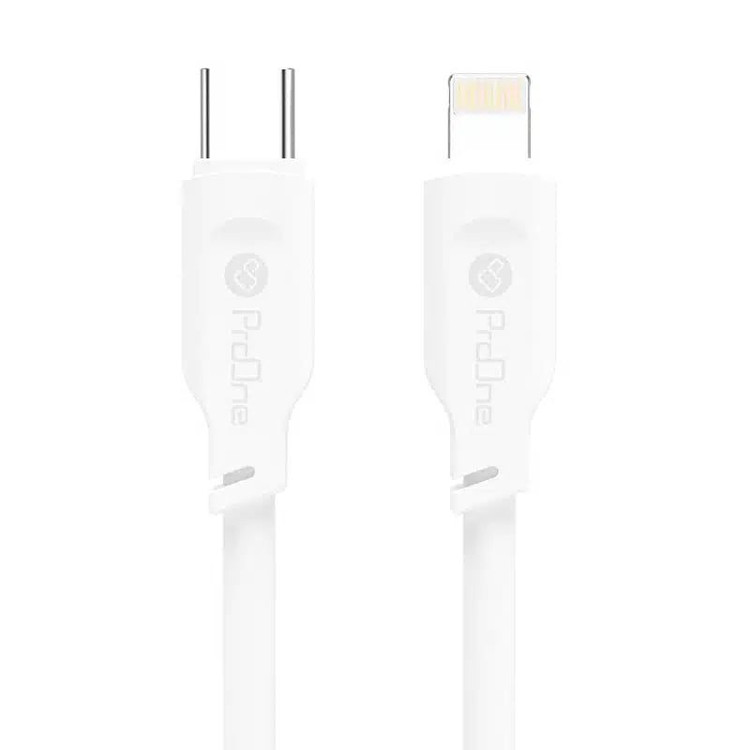 کابل فست شارژ و دیتا Type-C به لایتنینگ پرووان مدل ProOne PCC143 27W طول ۱.۲ متر