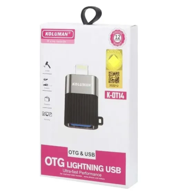 مبدل OTG تبدیل USB به لایتنینگ کلومن مدل KOLUMAN K-OT14