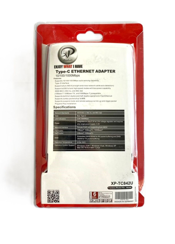 🔌 مبدل Type-C به LAN ایکسپی مدل XP-TC842U با سرعت گیگابیت ۱۰۰۰Mbps