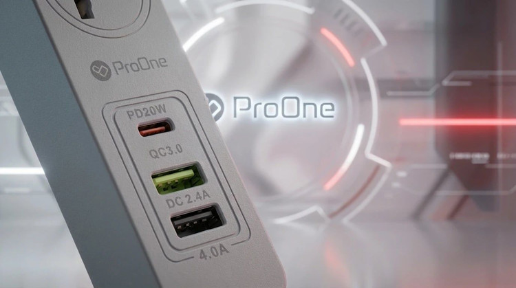 چند راهی برق پرووان مدل ProOne PPS615 – سه راهی برق با شارژ سریع USB و Type-C