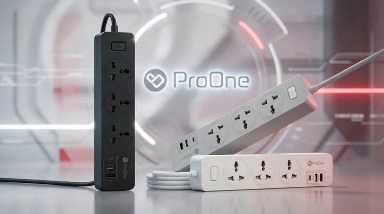 چند راهی برق پرووان مدل ProOne PPS615 – سه راهی برق با شارژ سریع USB و Type-C