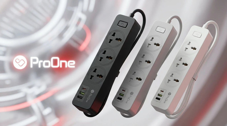 چند راهی برق پرووان مدل ProOne PPS615 – سه راهی برق با شارژ سریع USB و Type-C