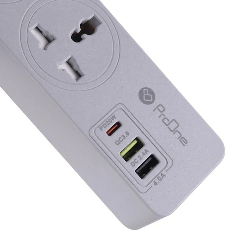 چند راهی برق پرووان مدل ProOne PPS615 – سه راهی برق با شارژ سریع USB و Type-C