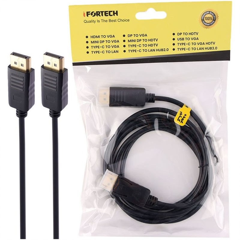 کابل دیسپلی‌پورت IFORTECH طول ۱.۸ متر – انتقال تصویر 4K با اتصال پایدار و قیمت اقتصادی