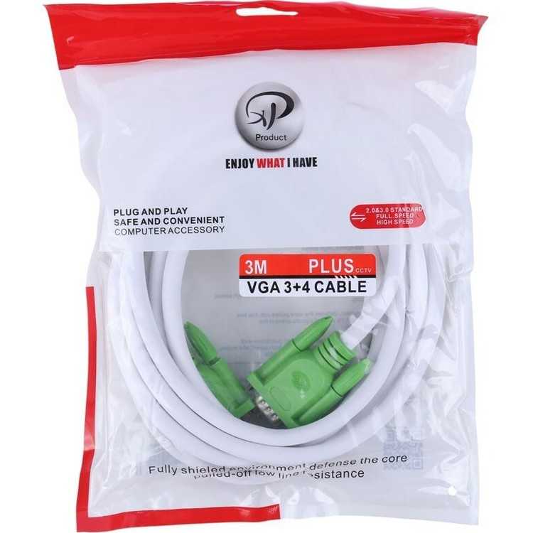 کابل VGA 3+4 ایکس پی پروداکت PLUS طول ۳ متر – انتقال تصویر با کیفیت و دوام بالا