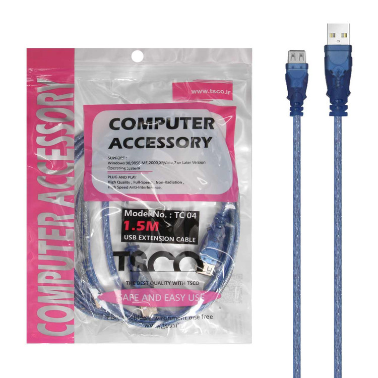 کابل افزایشی USB به USB تسکو مدل TC-04 – افزایش طول پورت USB با سرعت ۴۸۰ مگابیت بر ثانیه