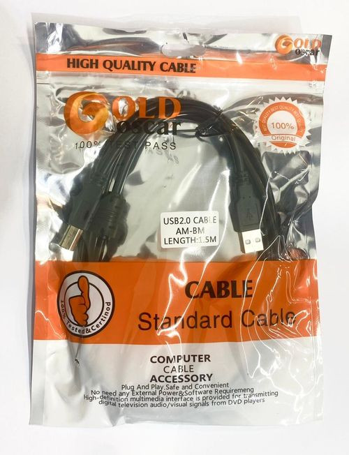 کابل پرینتر گلد اسکار USB 2.0 طول ۱.۵ متر – انتقال داده پایدار با روکش PVC شیلددار