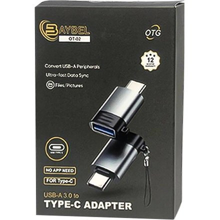 مبدل OTG به USB تایپ سی بایبل مدل OT-02 – کوچک، فلزی و سریع با سرعت USB 3.0