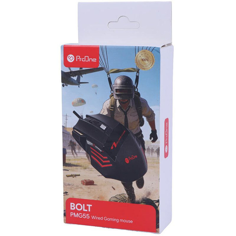 🖱️ ماوس گیمینگ سیمی پرووان PMG55 BOLT با ۷ کلید، DPI تنظیمشونده و نور RGB