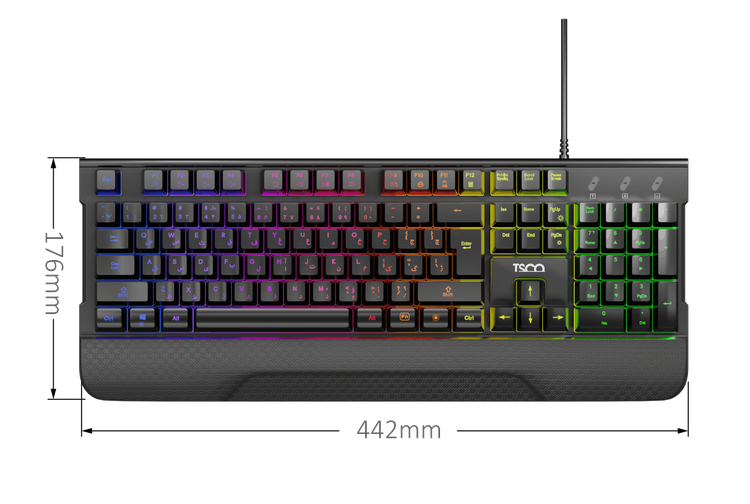 ⌨️ کیبورد تسکو مدل TK 8085GA با نور رنگینکمانی و طراحی ارگونومیک