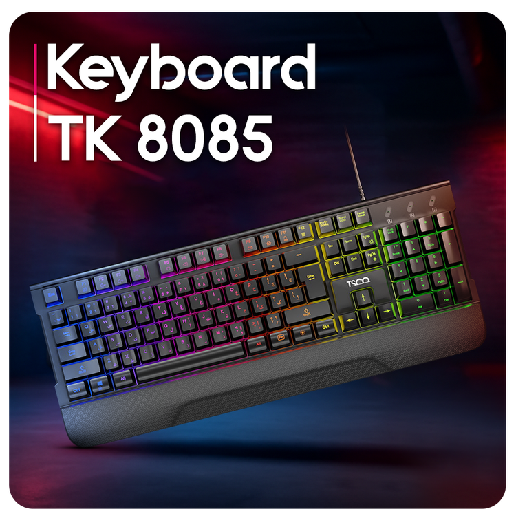 ⌨️ کیبورد تسکو مدل TK 8085GA با نور رنگینکمانی و طراحی ارگونومیک