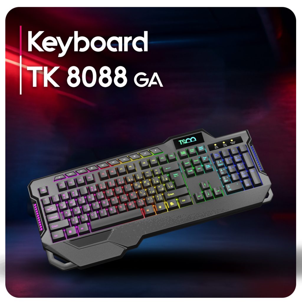 ⌨️ کیبورد تسکو مدل TK 8088GA با نور رنگین‌کمانی و کلیدهای مولتی‌مدیا