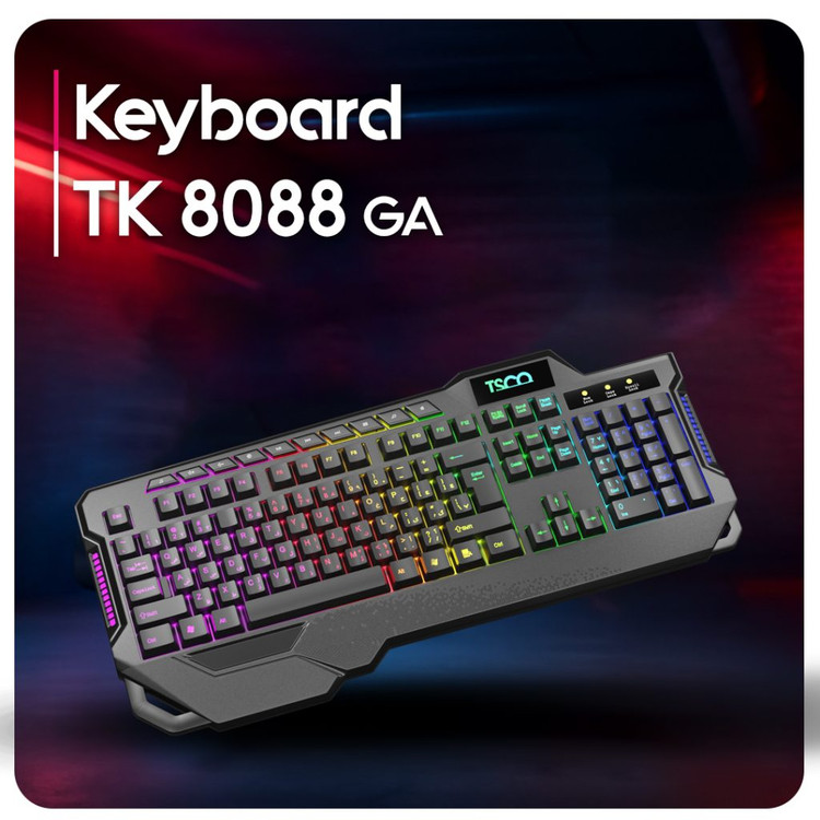 ⌨️ کیبورد تسکو مدل TK 8088GA با نور رنگینکمانی و کلیدهای مولتیمدیا