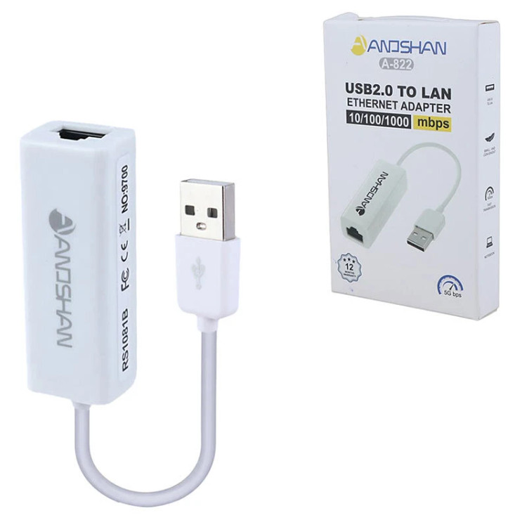 🌐 تبدیل USB به LAN انوشان مدل A-822
