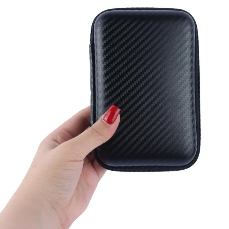 💼 کیف محافظ هارد اکسترنال ضدضربه با محفظه کابل و طرح کربنی