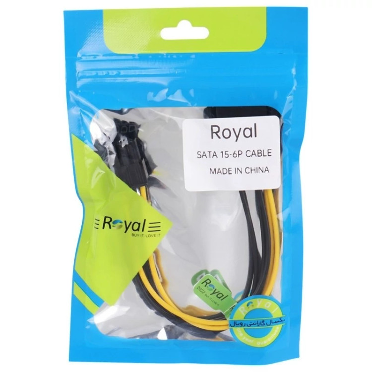 ⚡ کابل تبدیل برق ساتا (SATA) به ۶ پین کارت گرافیک رویال (Royal)