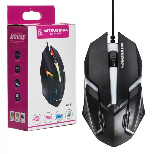🖱️ موس گیمینگ سیم دار LED RGB میتسوشیدا مدل KC-X1
