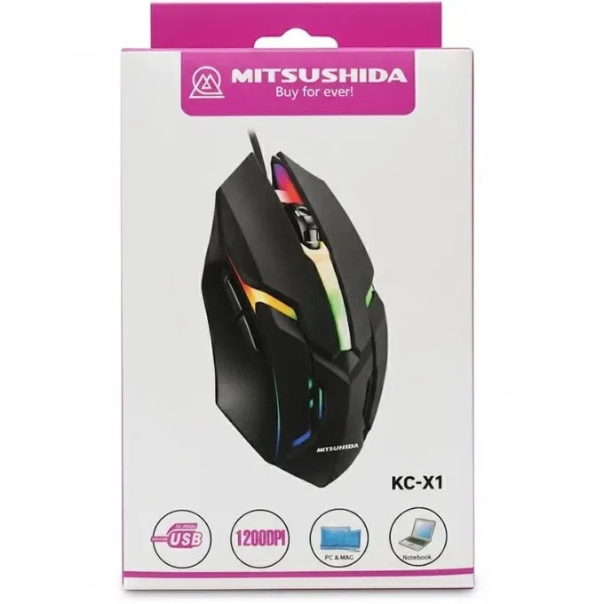 🖱️ موس گیمینگ سیم دار LED RGB میتسوشیدا مدل KC-X1