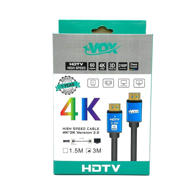 📦 کابل HDMI ایکس وکس (XVOX) مدل 4Kx2K 2160P طول 3 متر