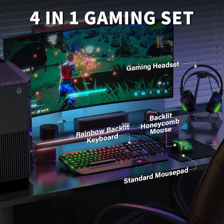 🎮 پک گیمینگ آئولا (AULA) مدل T650 شامل کیبورد، ماوس، هدست و ماوسپد