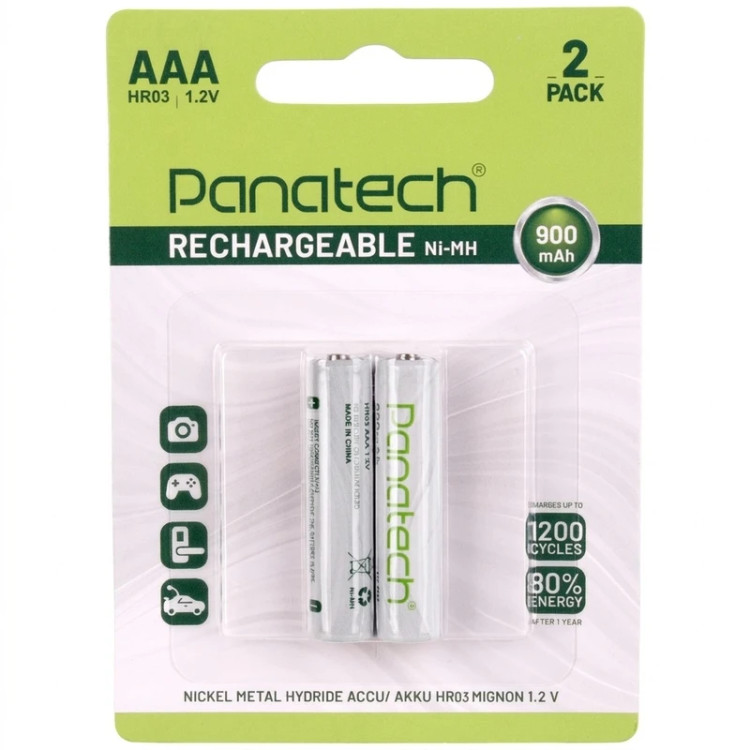 🔋 باتری نیمقلمی شارژی پاناتک مدل Ni-MH HR03 AAA ظرفیت 900 میلیآمپر (بسته 2 عددی)