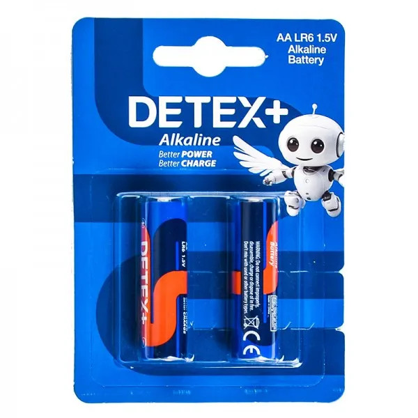 🔋 باتری قلمی آلکالاین دیتکسپلاس مدل DETEX+ Alkaline AA LR6 1.5V (بسته 2 عددی)