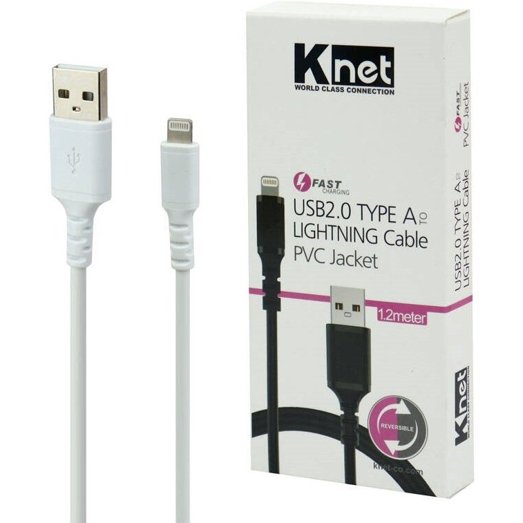 🔌کابل شارژ آیفون کی‌نت مدل K-CUL02020 طول ۲ متر USB به Lightning