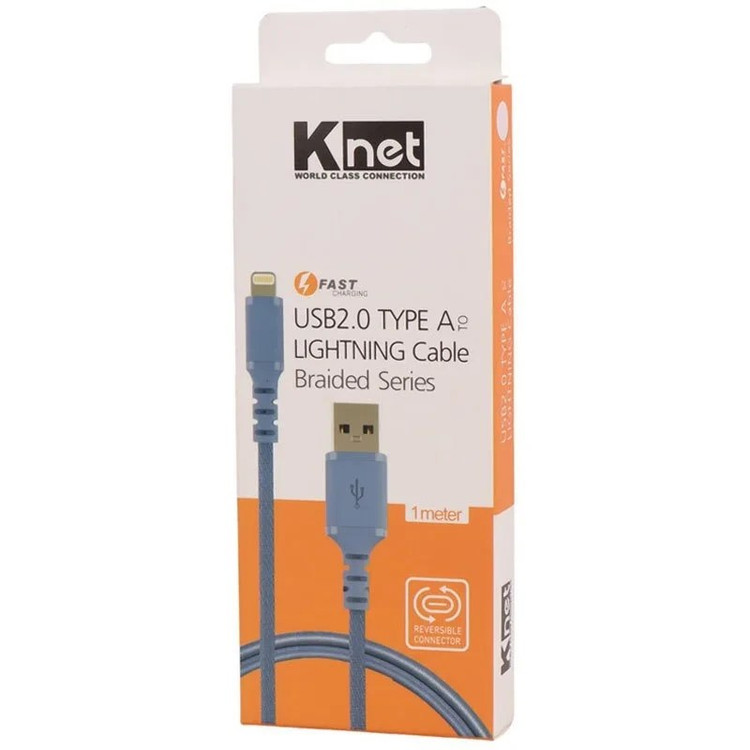 🔌کابل شارژ آیفون کینت مدل K-CULB2010 سری بافتهشده طول ۱ متر USB به Lightning
