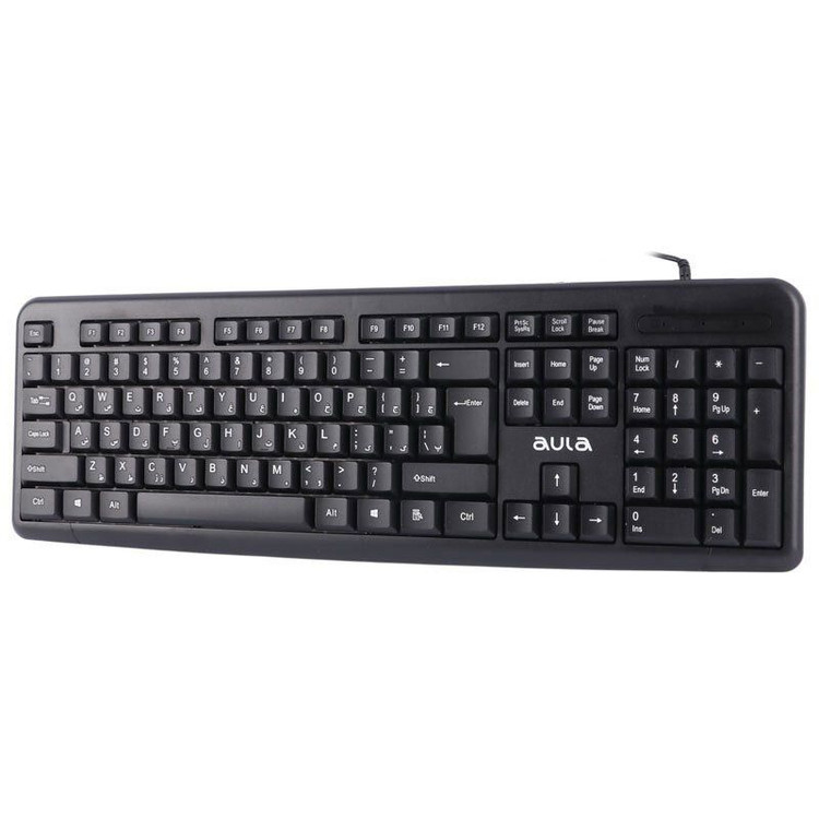 ⌨️ کیبورد سیمی آولا مدل AK209 ۱۰۴ کلیدی با حروف فارسی حکشده